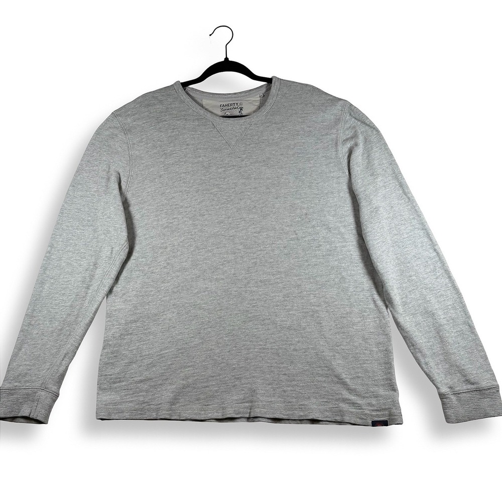 Faherty Sunwashed Organic Cotton Sweatshirt Mens XL Gray MKF2318-LGH